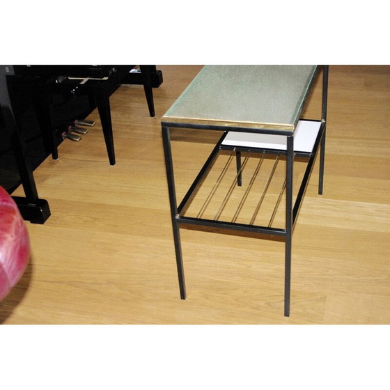Image 1 of Table d'appoint vintage en acier et laiton 1950