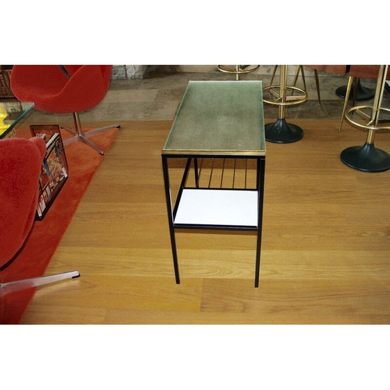 Image 1 of Table d'appoint vintage en acier et laiton 1950