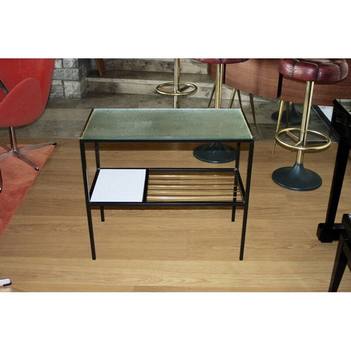 Table d'appoint vintage en acier et laiton 1950