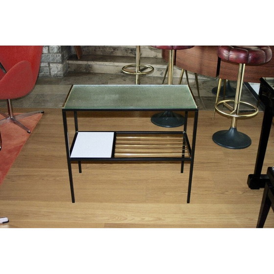 Image 1 of Table d'appoint vintage en acier et laiton 1950