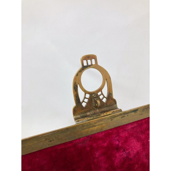 Image 1 of Boîte à cartes vintage en laiton et bois exotique