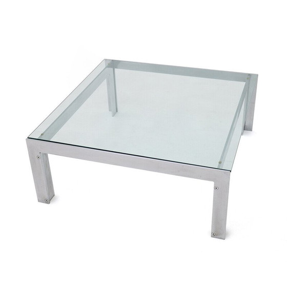 Image 1 of Table basse vintage en acier et verre par Alberto Rosselli pour Saporiti, 1970