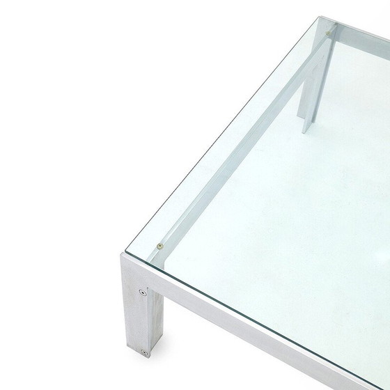 Image 1 of Table basse vintage en acier et verre par Alberto Rosselli pour Saporiti, 1970
