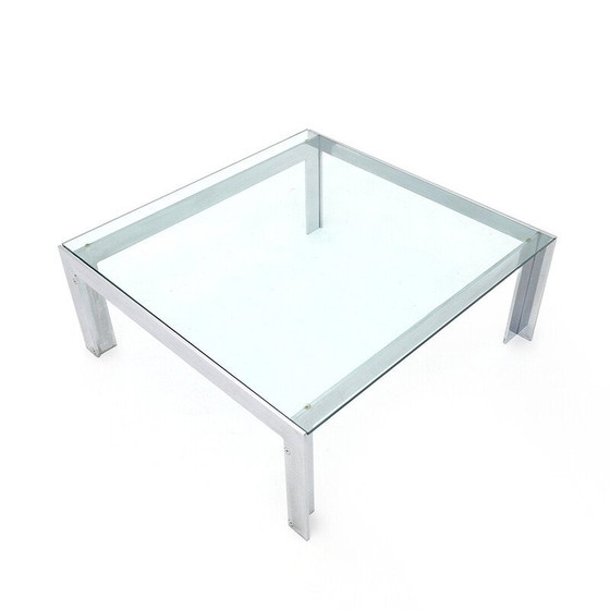 Image 1 of Table basse vintage en acier et verre par Alberto Rosselli pour Saporiti, 1970