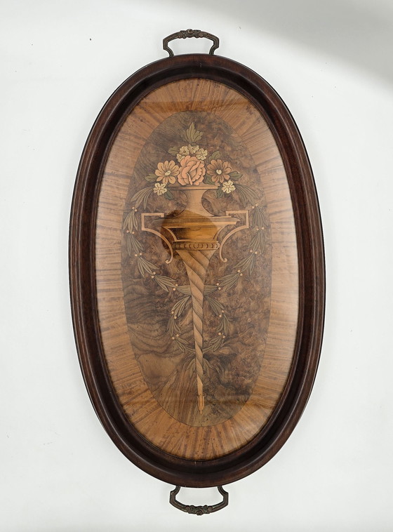 Image 1 of Plateau Art Déco 1930 En Bois Et Marqueterie