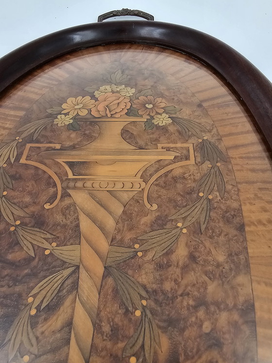 Image 1 of Plateau Art Déco 1930 En Bois Et Marqueterie