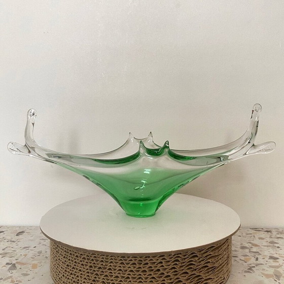 Image 1 of Gondole vintage en verre de Murano vert pour Cristallo Venezia Ccc, Italie 1960