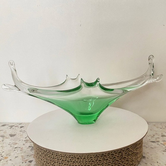 Image 1 of Gondole vintage en verre de Murano vert pour Cristallo Venezia Ccc, Italie 1960