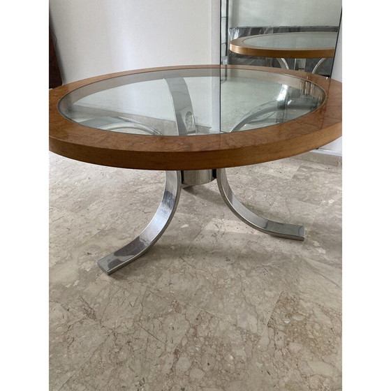 Image 1 of Table Dada Vintage en verre doré et acier