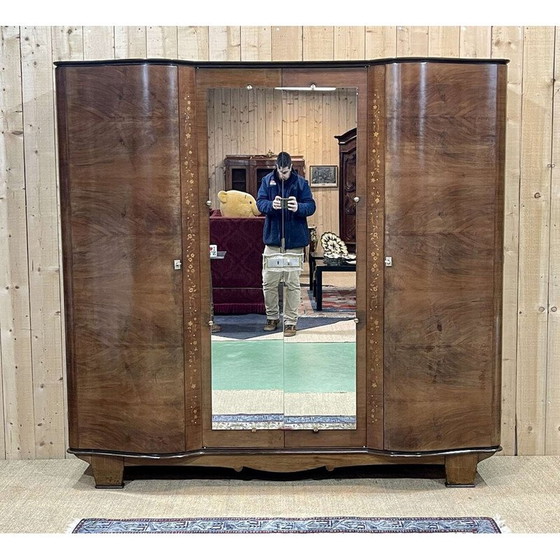 Image 1 of Armoire de chambre amovible Vintage Art Deco en ronce de noyer, 1940