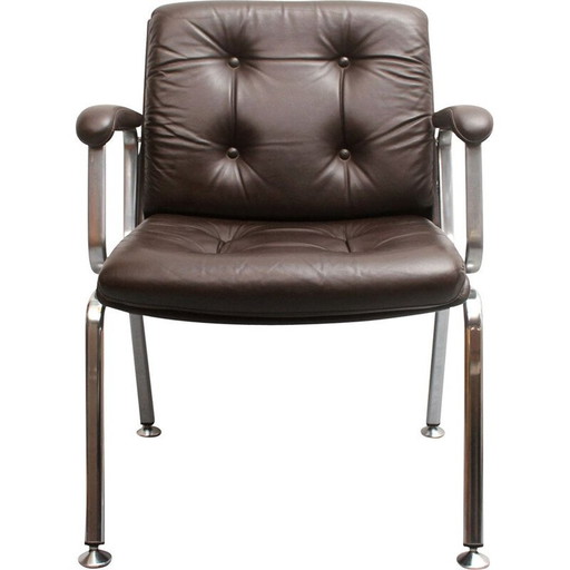 Fauteuil en cuir vintage par Drabert MInden, Allemagne 1970