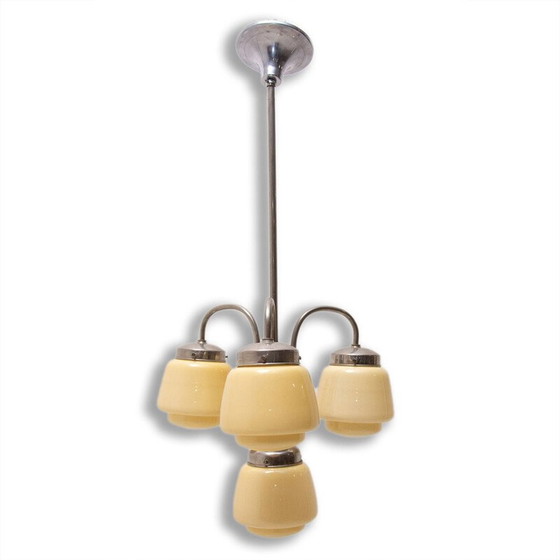 Image 1 of Lustre vintage à trois bras en métal chromé, 1930