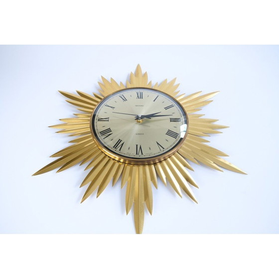 Image 1 of Horloge murale Starburst en teck et chrome pour Metamec, Angleterre 1960