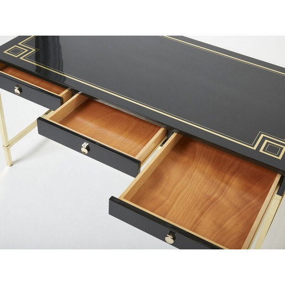 Image 1 of Bureau vintage en laque noire par Guy Lefevre pour Maison Jansen, 1970