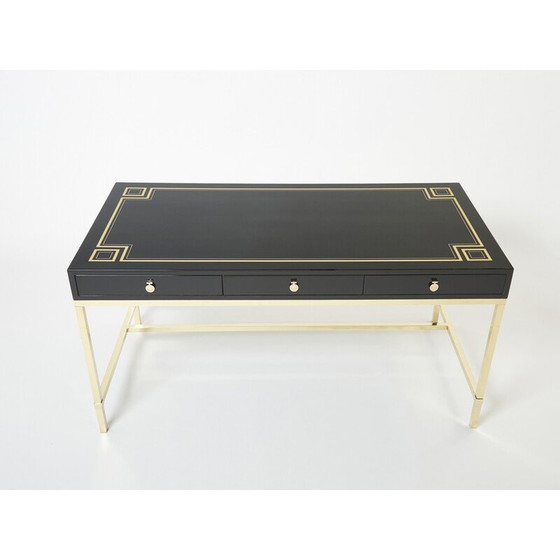 Image 1 of Bureau vintage en laque noire par Guy Lefevre pour Maison Jansen, 1970