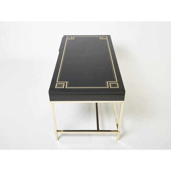 Image 1 of Bureau vintage en laque noire par Guy Lefevre pour Maison Jansen, 1970