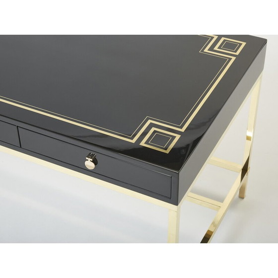 Image 1 of Bureau vintage en laque noire par Guy Lefevre pour Maison Jansen, 1970
