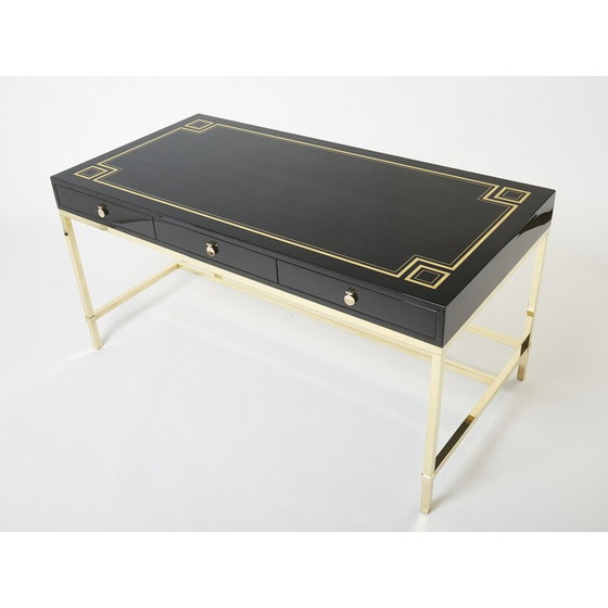 Image 1 of Bureau vintage en laque noire par Guy Lefevre pour Maison Jansen, 1970