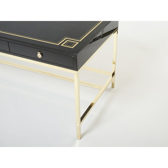 Image 1 of Bureau vintage en laque noire par Guy Lefevre pour Maison Jansen, 1970