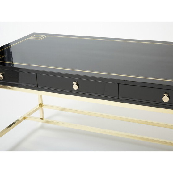 Image 1 of Bureau vintage en laque noire par Guy Lefevre pour Maison Jansen, 1970