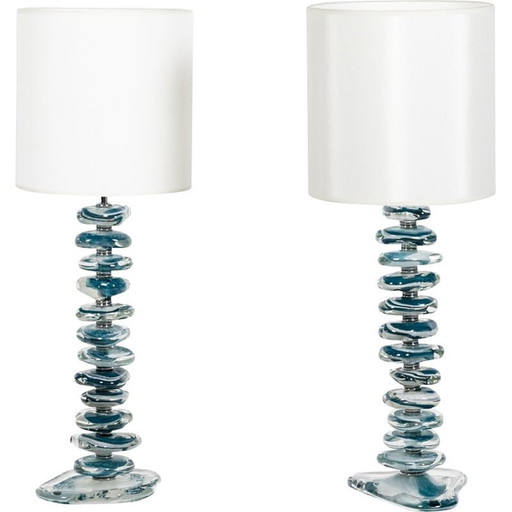 Paire de lampes vintage en verre de Murano