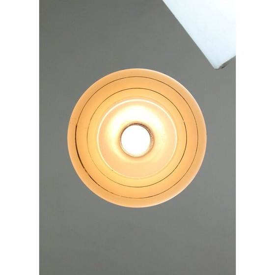 Image 1 of Lampe suspendue vintage saumon en verre et laiton