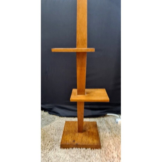 Image 1 of Lampadaire vintage art déco en bois de chêne