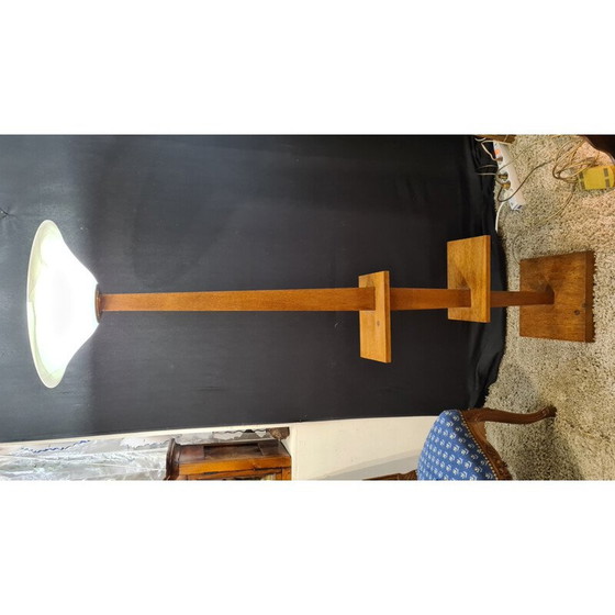 Image 1 of Lampadaire vintage art déco en bois de chêne