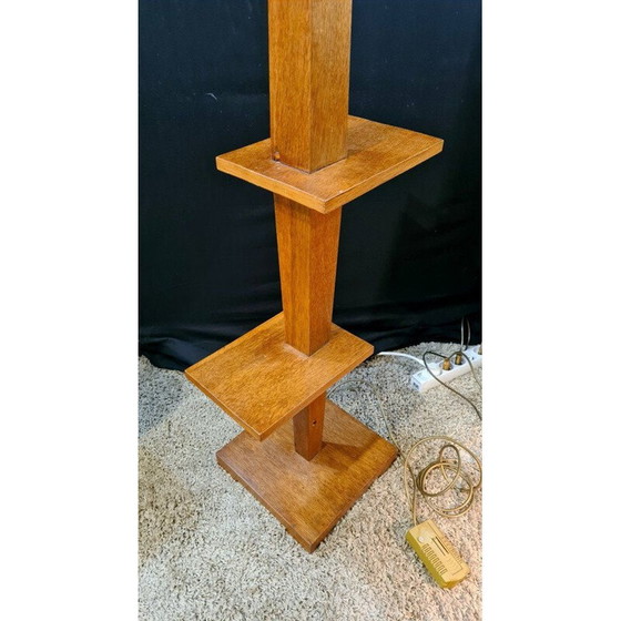 Image 1 of Lampadaire vintage art déco en bois de chêne