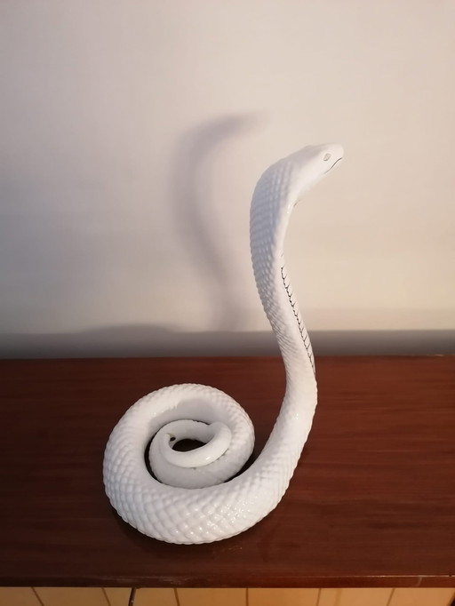 Sculpture italienne en céramique blanche Serpent par Tommaso Barbi, 1970