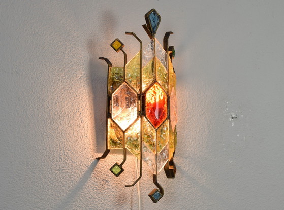 Lampe murale en verre de Murano de style brutaliste italien du Mid Century par Longobard pour Poliarte, 1980S (photo 6 of 7)