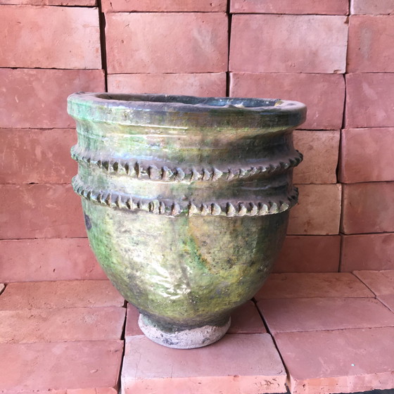 Image 1 of Poterie De Tamegroute Cache Pot Émaillée 