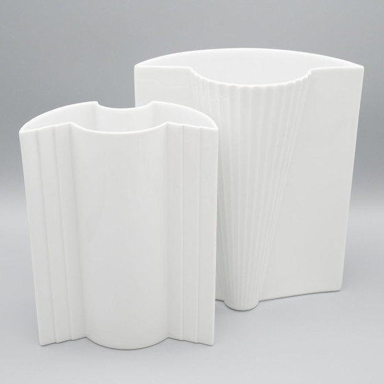 Image 1 of Hutschenreuther Maxim's Design Vase Duo Unique Series 80's Porcelain Art Deco