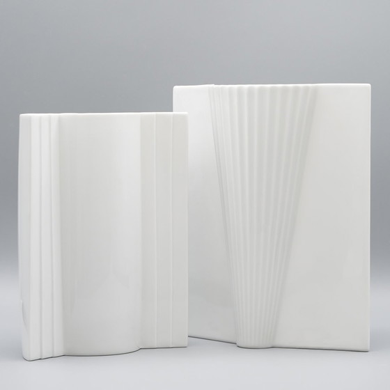 Image 1 of Hutschenreuther Maxim's Design Vase Duo Unique Series 80's Porcelain Art Deco