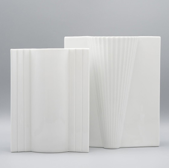 Image 1 of Hutschenreuther Maxim's Design Vase Duo Unique Series 80's Porcelain Art Deco