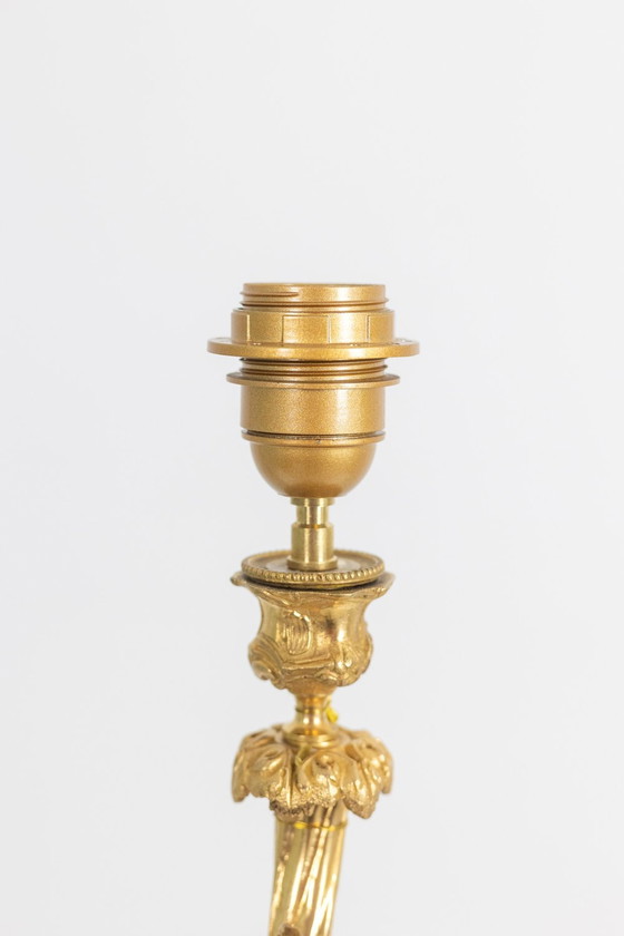 Image 1 of Lampe En Bronze Représentant Un Putti, Socle En Marbre. Circa 1880.