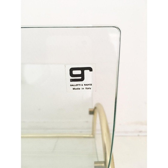 Image 1 of Porte-revues italien vintage en laiton et verre par Galotti et Radice