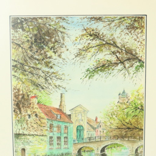 Peinture Aquarelle Béguinage Bruges 1989