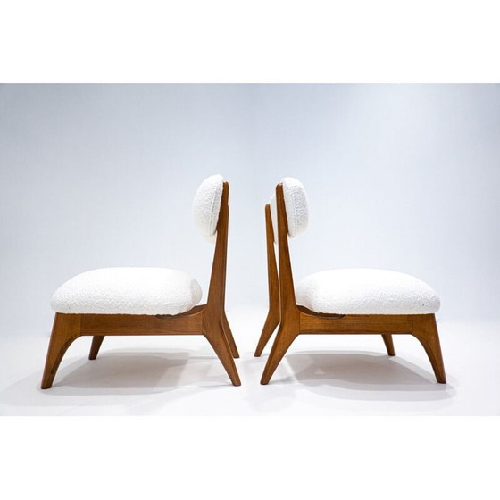 Image 1 of Paire de chaises de cheminée vintage blanches, Italie