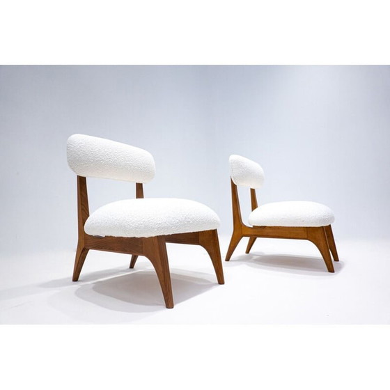 Image 1 of Paire de chaises de cheminée vintage blanches, Italie