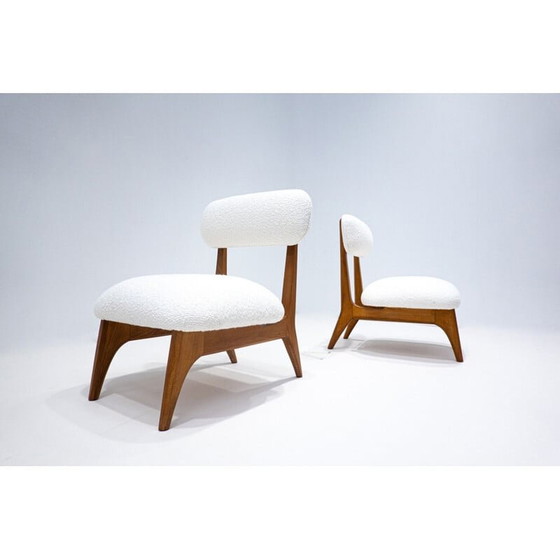 Image 1 of Paire de chaises de cheminée vintage blanches, Italie