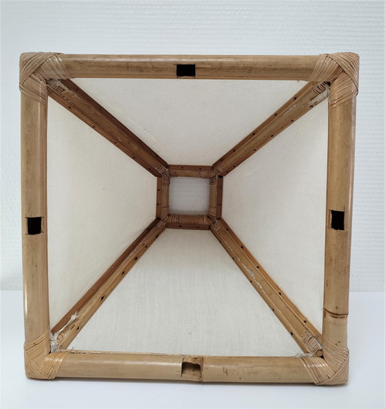 Image 1 of Lampe Pagode Bambou Toile Vintage