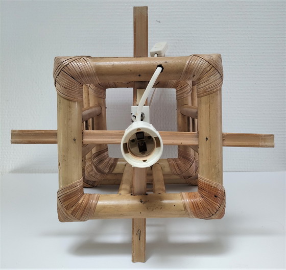 Image 1 of Lampe Pagode Bambou Toile Vintage