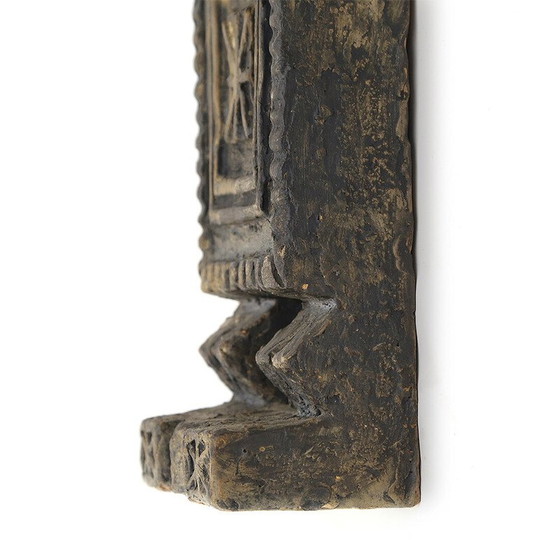 Image 1 of Sculpture vintage en céramique modelée et peinte d'inspiration africaine, 1960