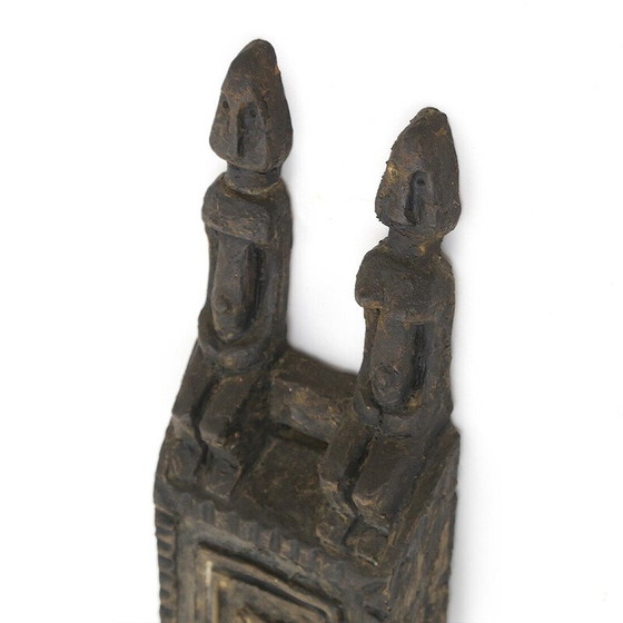 Image 1 of Sculpture vintage en céramique modelée et peinte d'inspiration africaine, 1960