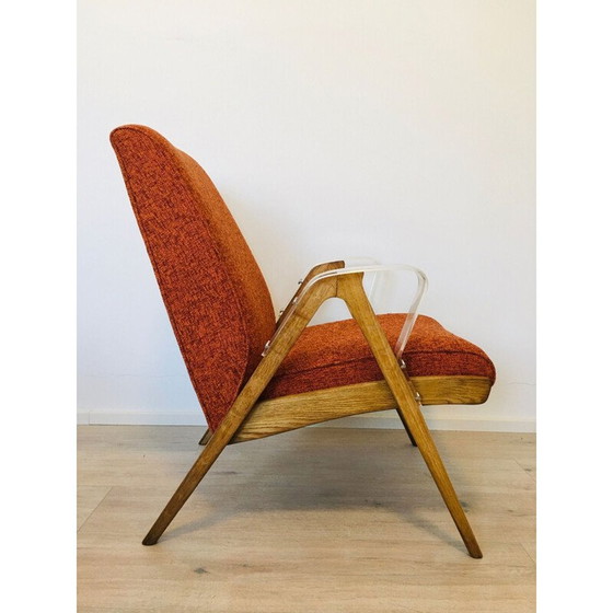Image 1 of Paire de fauteuils orange vintage avec accoudoirs en plastique par Tatra Nabytok, 1960