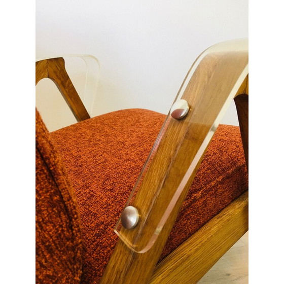 Image 1 of Paire de fauteuils orange vintage avec accoudoirs en plastique par Tatra Nabytok, 1960