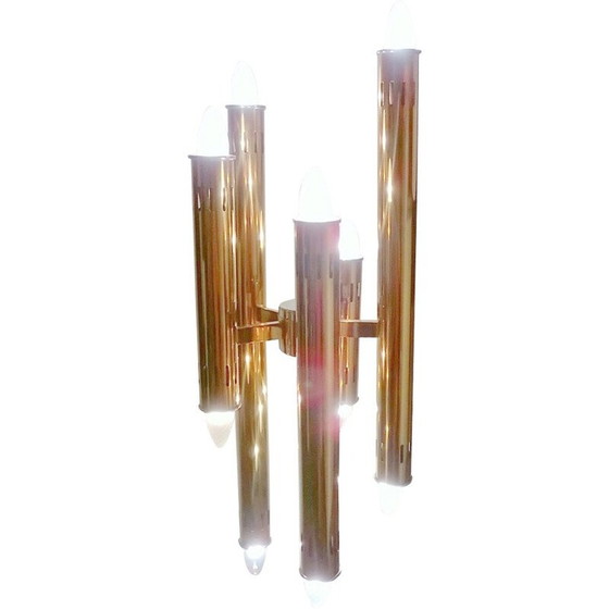 Image 1 of Suspension vintage en laiton par Oscar Torlasco - 1970