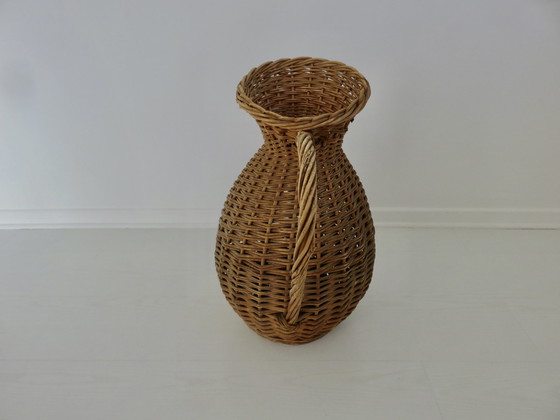 Image 1 of Grand Vase En Rotin En Forme De Pichet, France, 1970