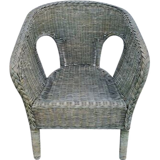 Fauteuil en rotin vintage, 1980